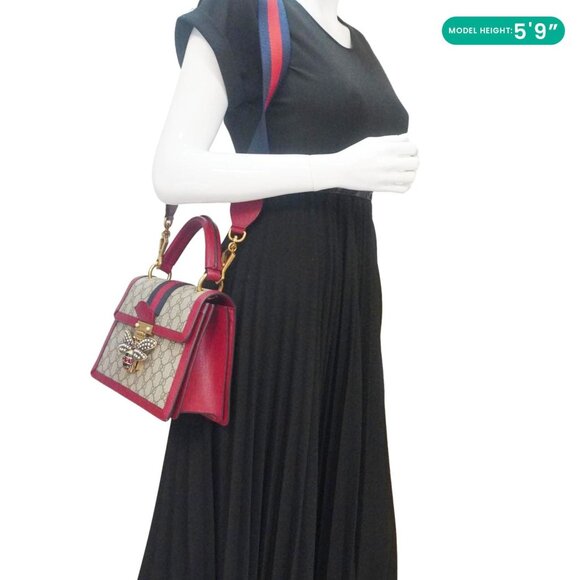 Gucci Queen Margaret Bee GG Supreme Canvas Shoulder Bag Red 476541 - Picture 2 of 16